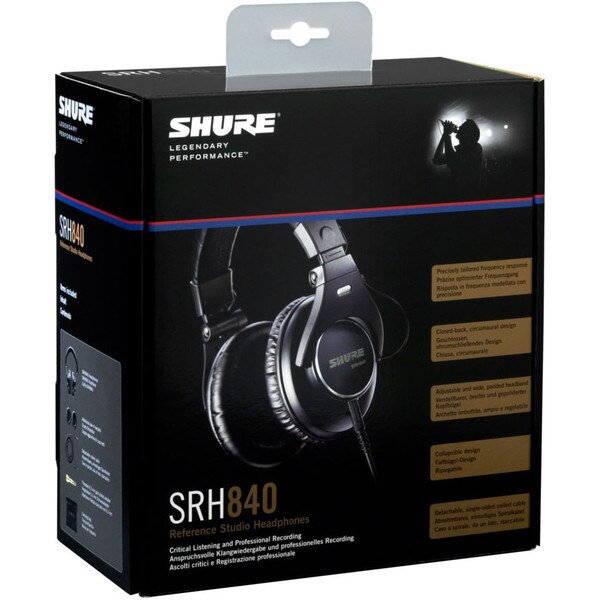Main product image for Shure SRH840A Professional Closed-back Over-ear Reference Headphones242-2111